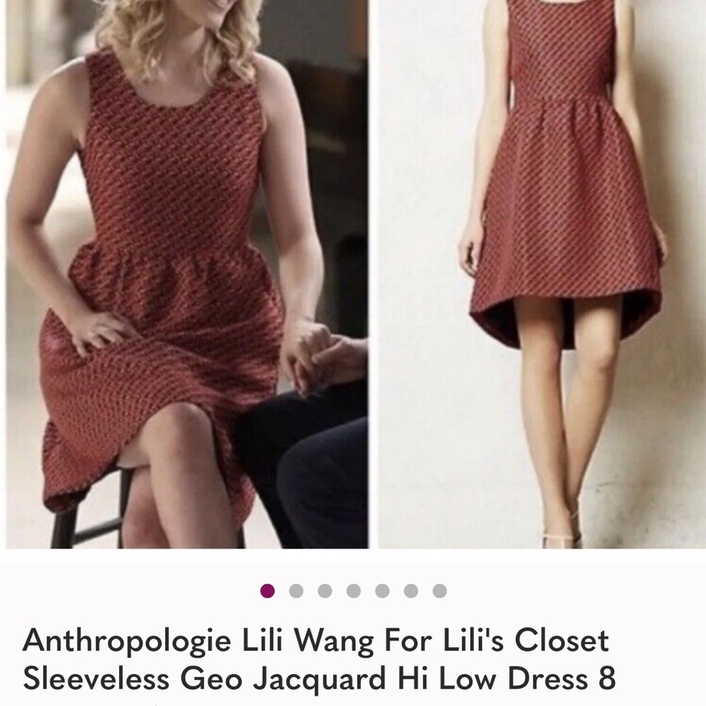 Anthropologie Red Geo High-Low Dress